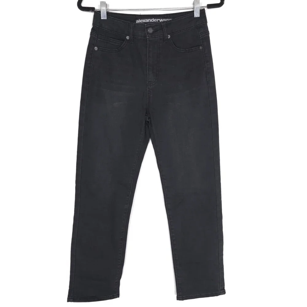 ALEXANDER WANG Jeans Bite High Rise Black Straight Leg Cotton USA Made Size 27